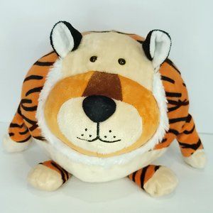 Goofballz Round Orange Tiger Stuffed Animal Plush Toy Pillow 9" Black Stripes